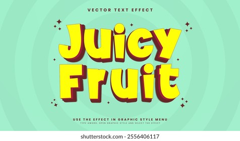 Juicy Fruit 3d Traditional Cartoon style Editable Text effect Template