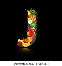 Juicy fruit in the form of letter j