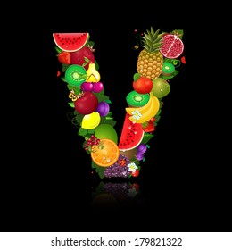 Juicy fruit in the form of letter v