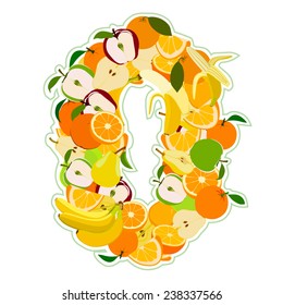 Juicy fruit in the form of number 0