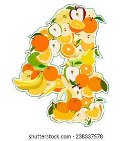 Juicy fruit in the form of number 4