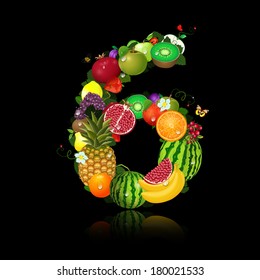 Juicy fruit in the form of number 6
