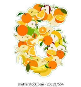 Juicy fruit in the form of number 6