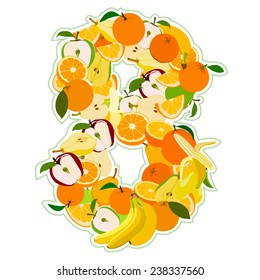 Juicy fruit in the form of number 8