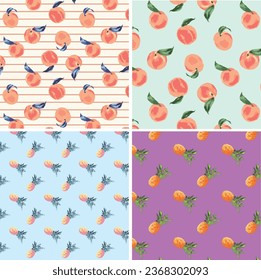Juicy Fruit seamless pattern, abstract fruits