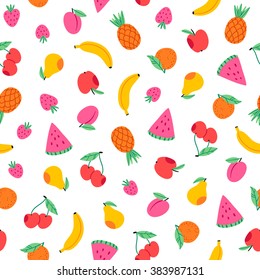 Juicy fruits and berries seamless pattern