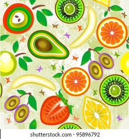 Juicy fruits Seamless Pattern. Vector