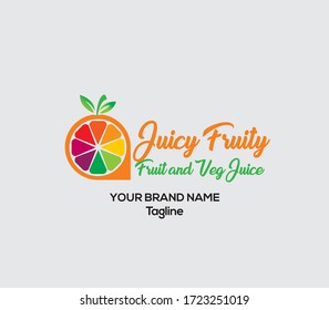 Juicy fruity healthy juice vector Logo, Juicy Fruity fruit and vegetable juice logo design