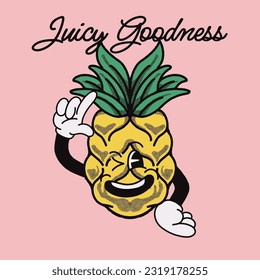 Juicy Goodness With Pineapple Groovy Character Design