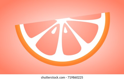 Juicy grapefruit on pink background. Vector.