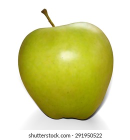 Juicy green apple isolated on white background,  mesh vector illustration eps10