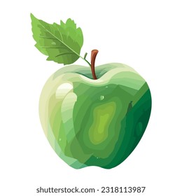 Juicy green apple, a symbol of healthy eating icon isolated