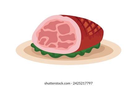 Juicy Ham on Tray Vector Design on white background