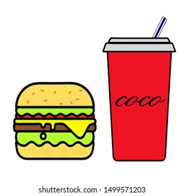 juicy hamburger and coca cola