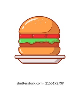 Juicy Hamburger Vector Illustration Cartoon Icon