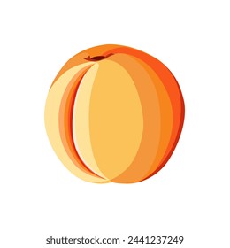 Juicy and healthy orange peach isolated on white background. Vector fruit illustration in flat style. Summer clipart for design of card, banner, flyer, sale, poster, icons