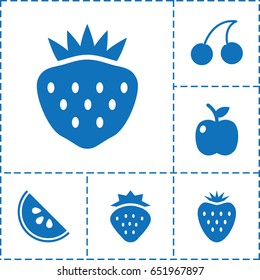 Juicy icon. set of 6 juicy filled icons such as strawberry, cherry, apple