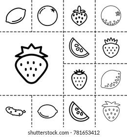 Juicy icons. set of 13 editable outline juicy icons such as strawberry, orange, lemon, cucumber