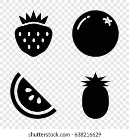 Juicy icons set. set of 4 juicy filled icons such as orange, strawberry, watermelon