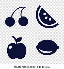 Juicy icons set. set of 4 juicy filled icons such as cherry, lemon, apple