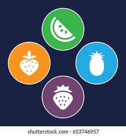 Juicy icons set. set of 4 juicy filled icons such as strawberry, watermelon