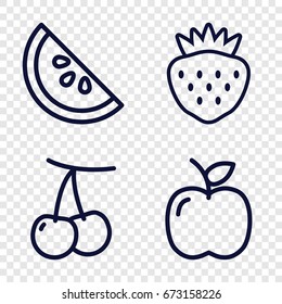 Juicy icons set. set of 4 juicy outline icons such as cherry, strawberry, apple