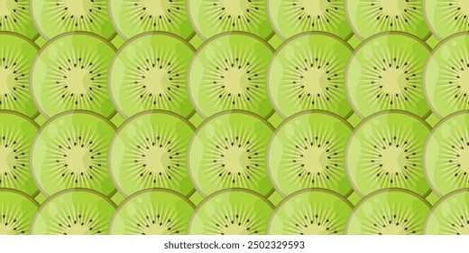 Juicy kivi background. Seamless kivi pattern. Bright color fruit  background. Vector illustration can used t-shirt fabric wallpaper print. EPS 10