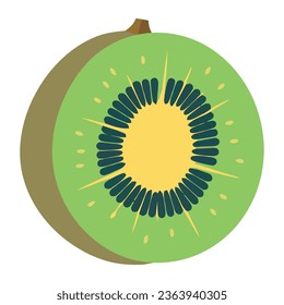 Juicy kiwi slice design over white