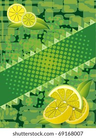 Juicy lemon on an abstract background in green tones