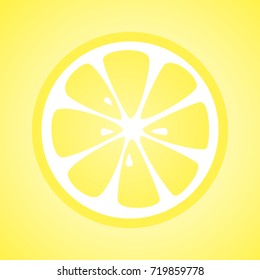 Juicy lemon on yellow background. Vector.