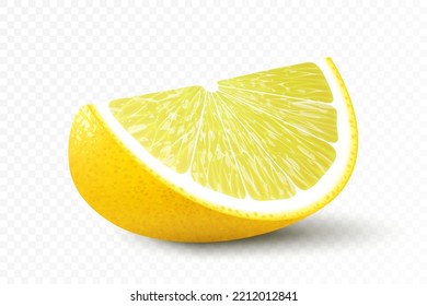 Juicy lemon slice isolated on white background. Realistic vector 3d illustration An element for your packaging design.