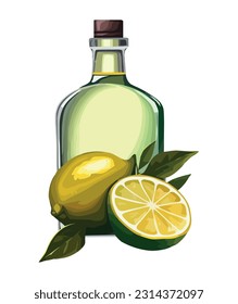 Jugosa tajada de limón en un refrescante icono de bebida verde aislado