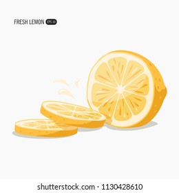 Juicy lemon vector. Vector illustration isolated on background.