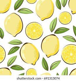 Juicy lemons. Seamless vector pattern.