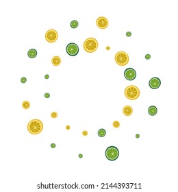 Vector blanco de fondo de cal jugoso. Decoración De Grupo Fruto. Limón verde colorido. Patrón de ingredientes luminosos.