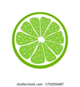 Juicy lime icon. Stock vector illustration. Bright colorful Isolated element on white background. For modern creative design, logos, banners, package, covers, prints, menus, stickers, etc.