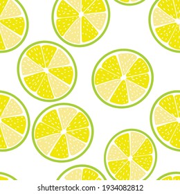 Juicy lime slices seamless pattern. Summer vacation vector seamless pattern