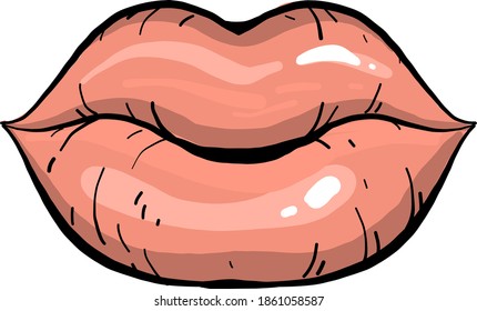 Juicy lips, illustration, vector on white background.