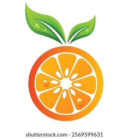 Juicy Logo Orange slice Isolated on White Background