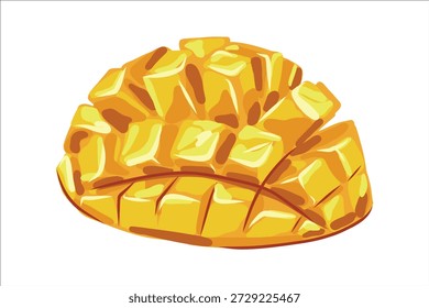 Saftige Mango Würfel handgezeichnete Frucht Illustration