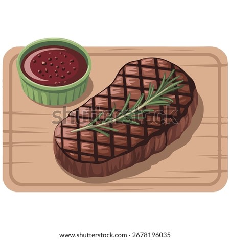 Juicy meat steak isolated vector illustration
