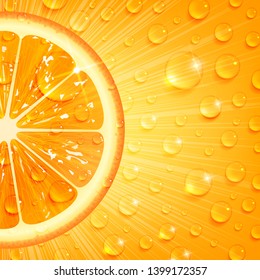 juicy orange background with water drops