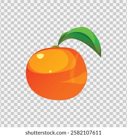 Juicy orange with a fresh green leaf, perfect for healthy food designs, natural themes, or vibrant fruit illustrations.