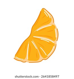 Juicy orange fruit slice in flat style. Perfect for food design, healthy eating concept, fruit icon and tropical summer print.