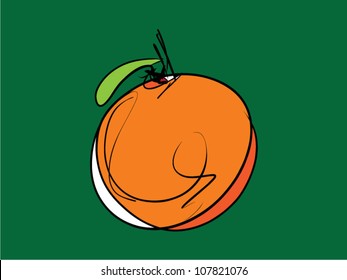 a juicy orange on green background