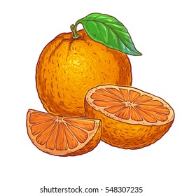 Juicy orange on a white background