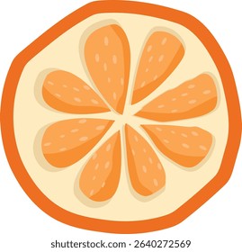 Juicy Orange Slice in Flat Style – Fresh Citrus Fruit Illustration for Summer and Healthy Living Concepts