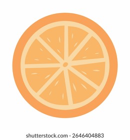 Ilustração de fatia laranja suculenta em estilo plano, minimalista com tons de laranja suave. Ótimo para designs ricos em vitaminas, gráficos com temas cítricos ou visuais refrescantes de comida de verão.