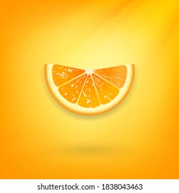 juicy orange slice on an orange background