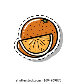 Naranja jugosa. Dibujo de dibujos animados. Pegatinas e íconos sobre el tema del estilo de vida.
